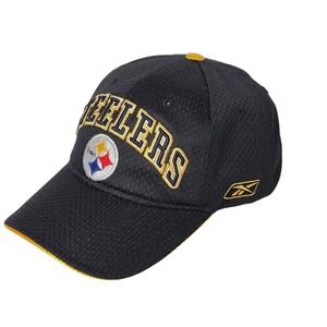 Reebok Pittsburgh Steelers NFL Mesh Hat Black Gold Adjustable Cap 2000s Vintage